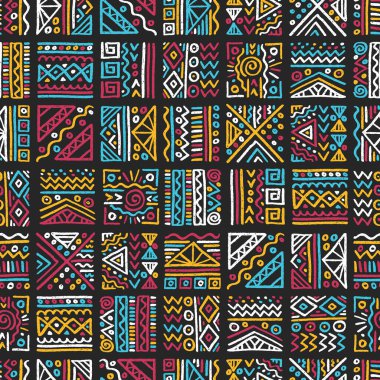 El çizimi soyut, pürüzsüz desen, etnik geçmiş, Afrika tarzı - tekstil, pankart, duvar kağıtları, ambalaj - vektör tasarımı için harika
