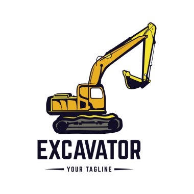 Kazı logosu amblemleri tasarım, inşa makinesi, ekipman logosu şablonu