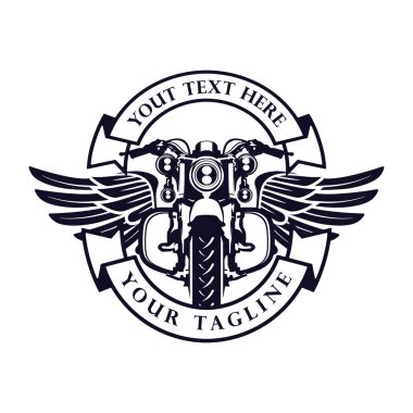 Retro monokrom motosiklet logosu grafikleri. T-Shirt Vektör illüstrasyonu.