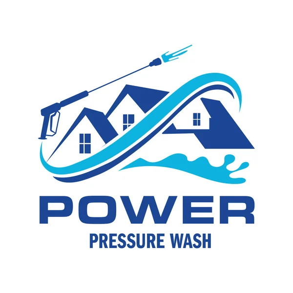 Pressure Power Wash Spray Logo Design Professional Power Washing Illustration — Stock Vector