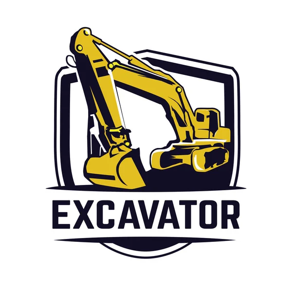 Logo Ekskavator Logo Emblem Desain Mesin Bangunan Konstruksi Peralatan Logo Stok Vektor Bebas Royalti