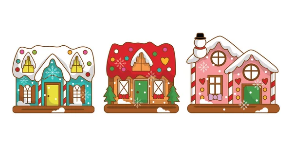 Sweet Christmas Gingerbread House Traditional Cookie New Year Sweets 로열티 프리 스톡 벡터