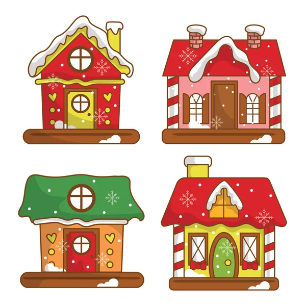 Sweet Christmas Gingerbread House Traditional Cookie Permen Tahun Baru Stok Ilustrasi 