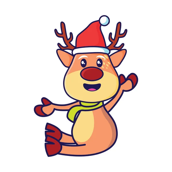 Cute Christmas Reindeer Illustration White Isolated Background 벡터 그래픽