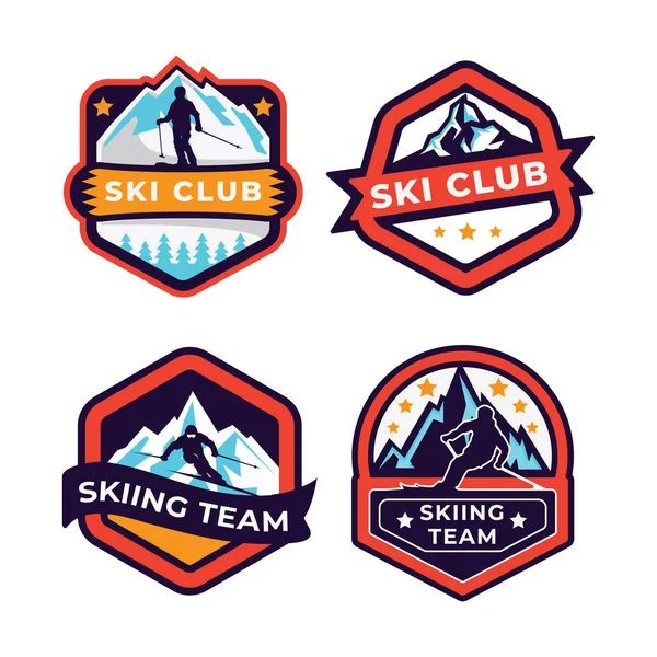 Set Patroli Ski Ski Resort Lencana Gunung Dan Logo Patch Stok Vektor