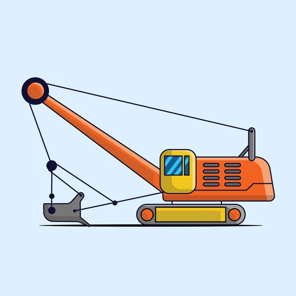 Flat Design Tractor Excavator Collection Vehicle Cartoon Building Transportation Isolated 벡터 그래픽