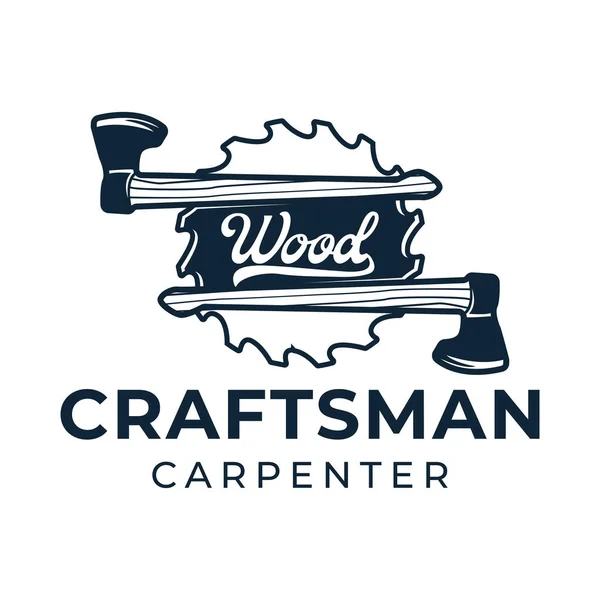 Templat Desain Carpentry Woodwork Vector Logo Stok Vektor