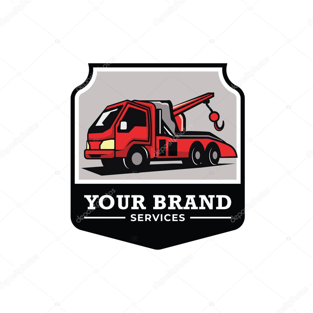 Truck towing logo template. Suitable logo for business related to automotive service business industry
