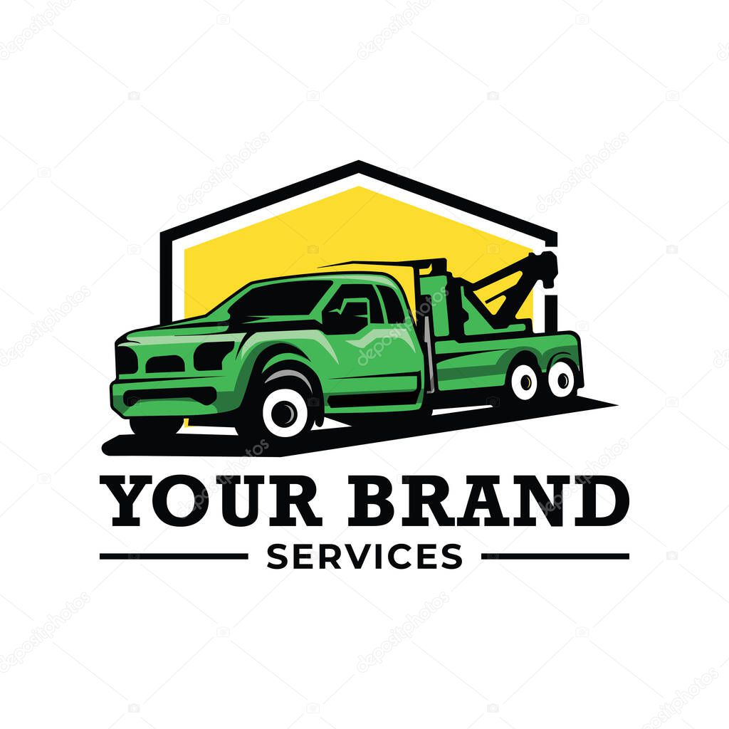 Truck towing logo template. Suitable logo for business related to automotive service business industry