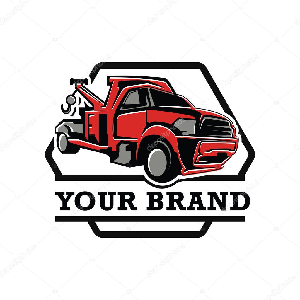 Truck towing logo template. Suitable logo for business related to automotive service business industry