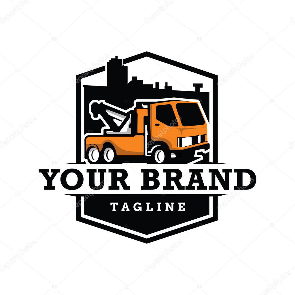 Truck towing logo template. Suitable logo for business related to automotive service business industry