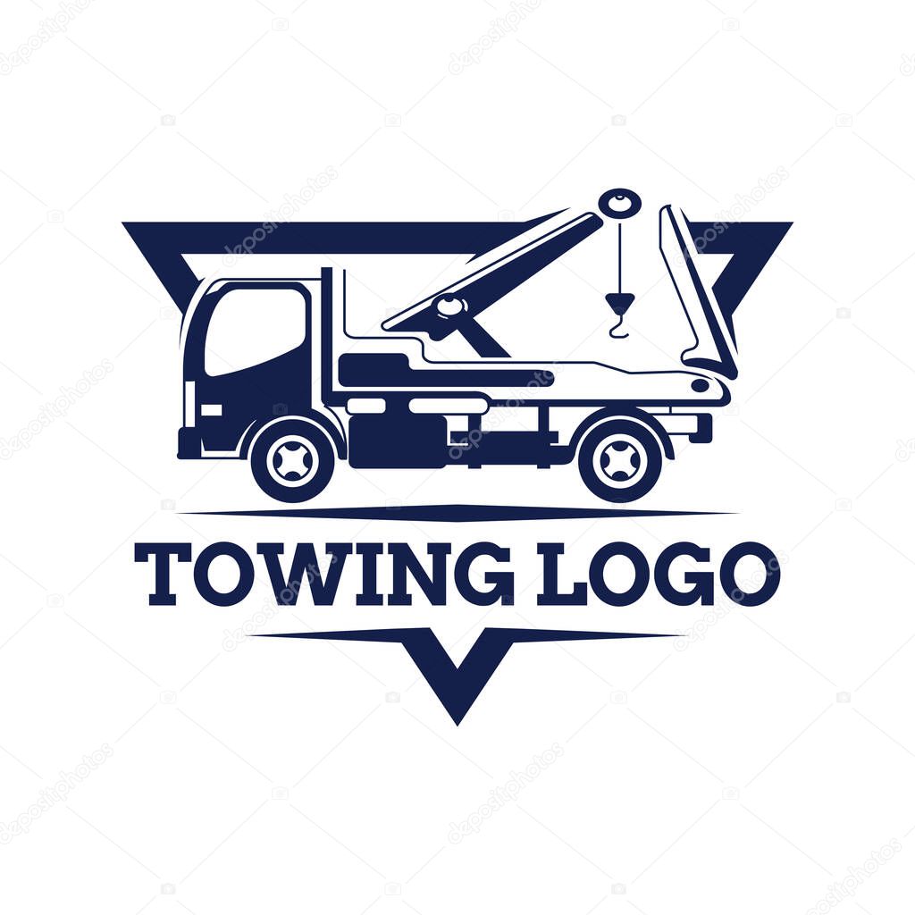 Truck towing logo template. Suitable logo for business related to automotive service business industry
