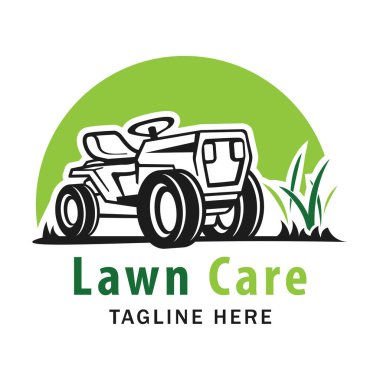 Lawncare logo tasarım şablonu, çim biçme makinesi logosu klipsi. Peyzaj işi için uygun..