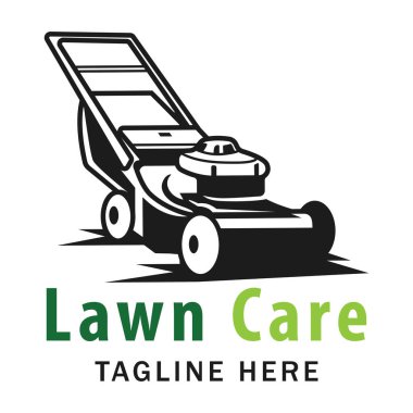 Lawncare logo tasarım şablonu, çim biçme makinesi logosu klipsi. Peyzaj işi için uygun..