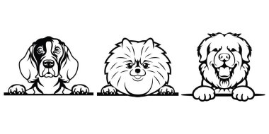 Hoş bir baş silueti, parmak izleri için şirin köpek logosu silueti..