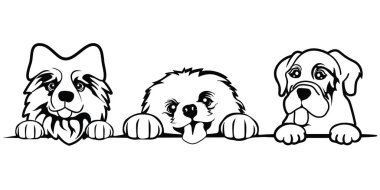 Hoş bir baş silueti, parmak izleri için şirin köpek logosu silueti..