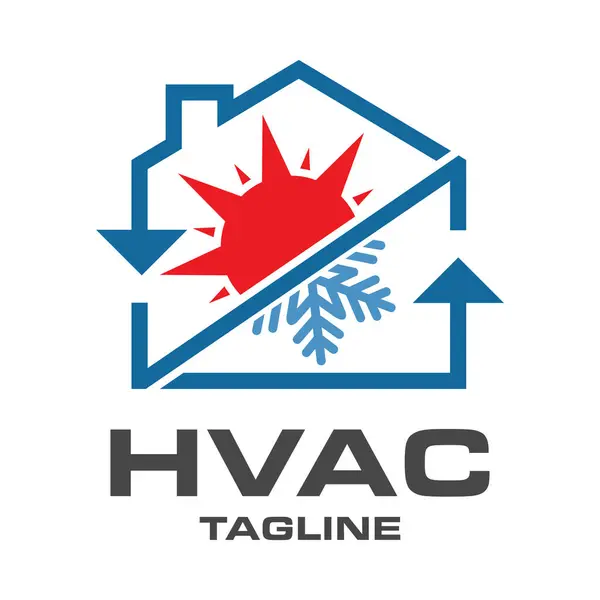 HVAC logo tasarım şablonu, soğutma ve ısıtma logosu çizimi.