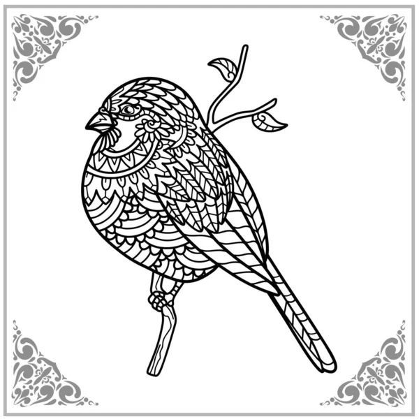 Sztuka Zplątania Ptaków Sroki Izolowany Białym Tle Ilustracji — Wektor stockowy