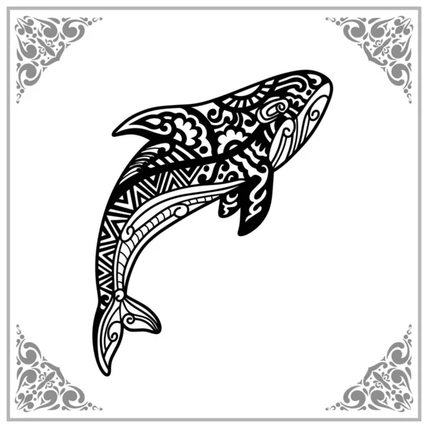 Dolphin Zentangle Arts Isolated White Background Illustration — Stock Vector