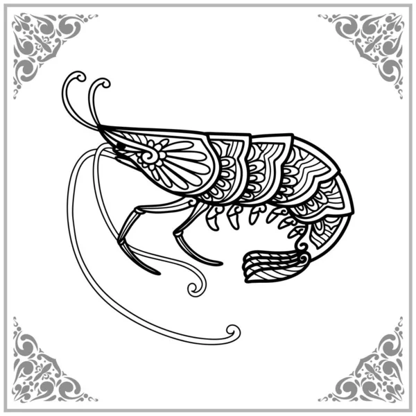 Креветки Zentangle Искусства Изолированы Белом Фоне Иллюстрации — стоковый вектор
