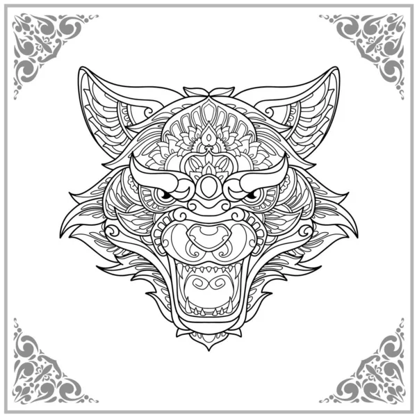 Wolf Zangle Umění Izolované Bílém Pozadí Ilustrace — Stockový vektor