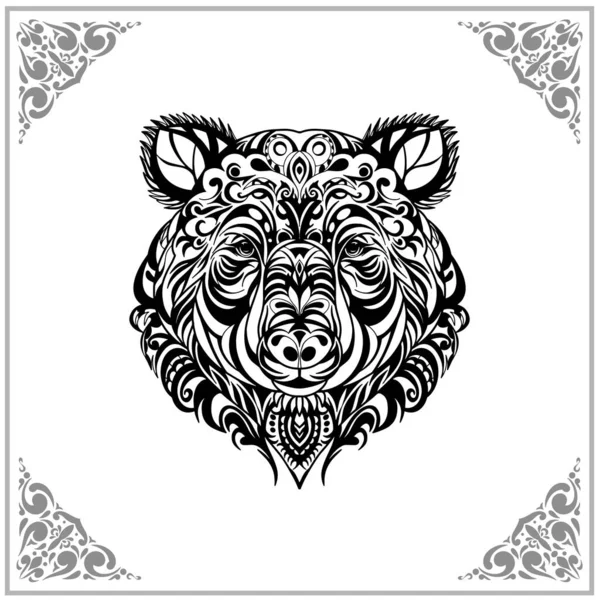 Medvěd Zentangle Umění Izolované Bílém Pozadí Ilustrace — Stockový vektor