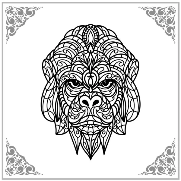 Gorila Zangle Umění Izolované Bílém Pozadí Ilustrace — Stockový vektor