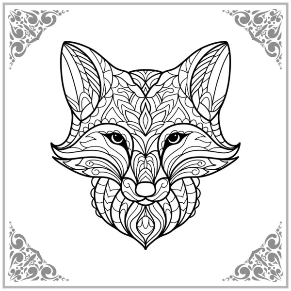 Fox Zentangle Kunsten Geïsoleerd Witte Achtergrond Van Illustratie — Stockvector