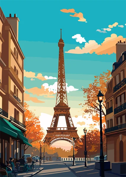 旅行目的地在巴黎 法国复古印刷品 假日概念说明 — 图库矢量图片