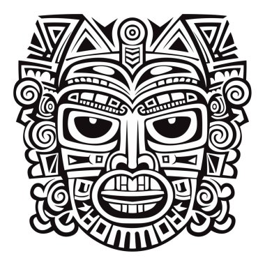 Aşiret Hawaii totemi geleneksel Afrika ahşap maskesi. Hawaii maskeli egzotik, Afrikalı ahşap resimli heykel