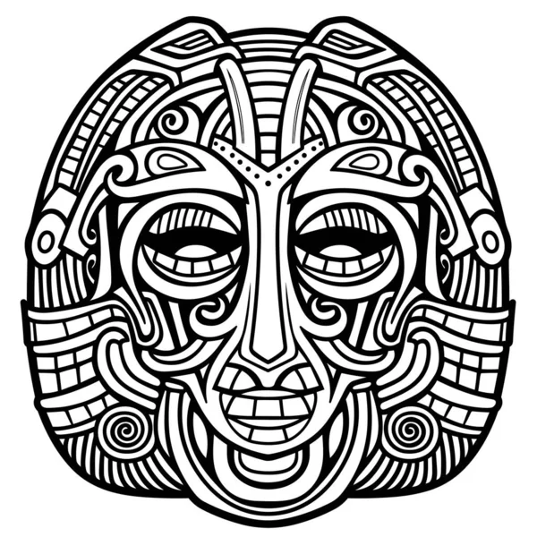 Cartoon Ancient Egyptian Pharaoh Face Mask Zentangle Illustration — Stock Vector