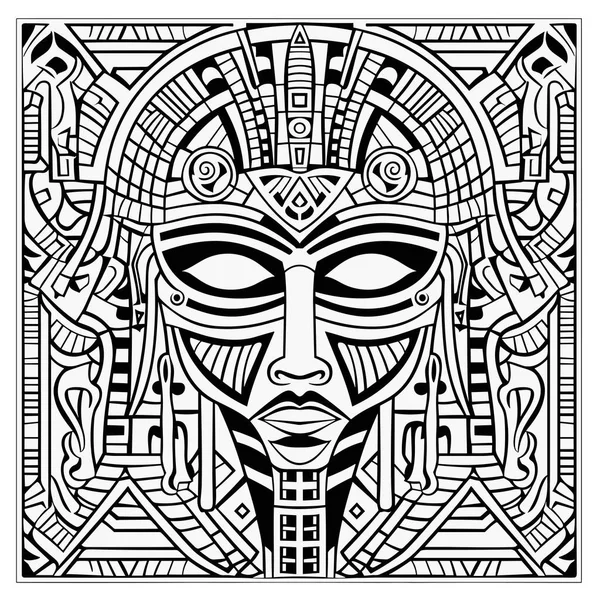 Kartun Kuno Mesir Firaun Wajah Masker Zentangle Dari Ilustrasi - Stok Vektor