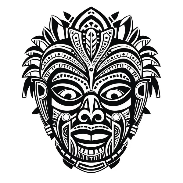 トライバル ハワイ トーテム アフリカの伝統的な木製マスク ハワイのマスクのエキゾチックな アフリカの表面イラストの木彫刻 — ストックベクタ