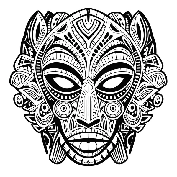 Suku Hawaii Totem African Topeng Kayu Tradisional Hawaii Masker Eksotis - Stok Vektor