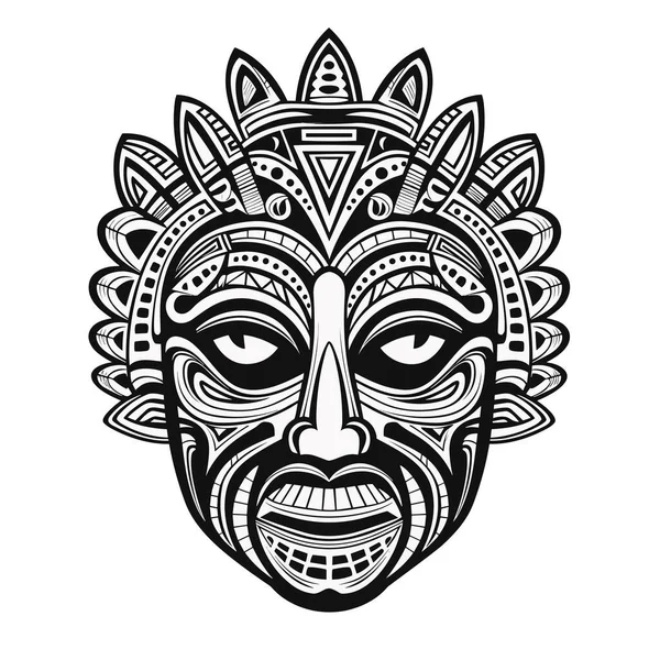 トライバル ハワイ トーテム アフリカの伝統的な木製マスク ハワイのマスクのエキゾチックな アフリカの表面イラストの木彫刻 — ストックベクタ
