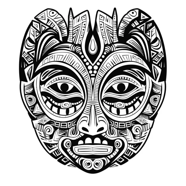 Tribale Hawaii Totem Africano Tradizionale Maschera Legno Maschera Hawaii Esotico — Vettoriale Stock