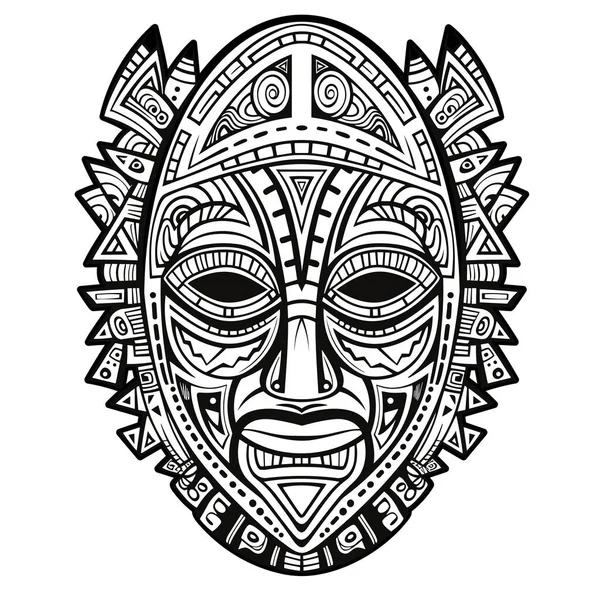 하와이 아프리카 마스크 하와이 마스크 이국적인 아프리카 그림의 — 스톡 벡터