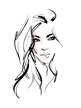 Modern kadının taslak çizim vektör çizimi