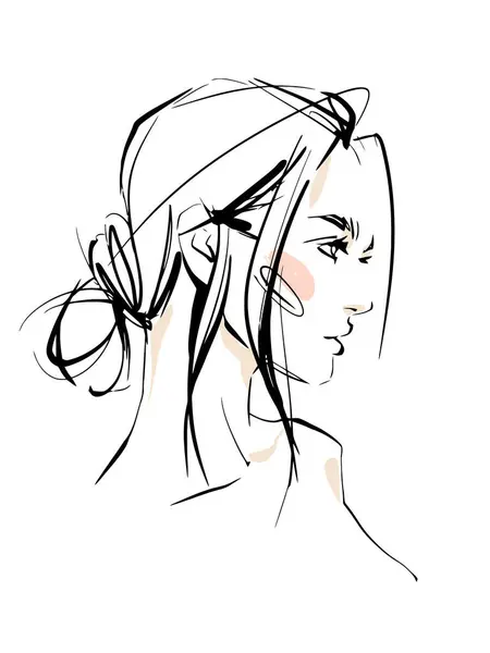 Modern kadının taslak çizim vektör çizimi