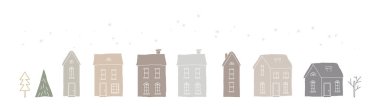 Kış evleri. Düz vektör illüstrasyonu
