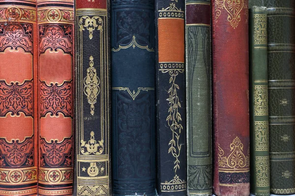 Old museum books with a beautiful multicolored cloth decorated book cover