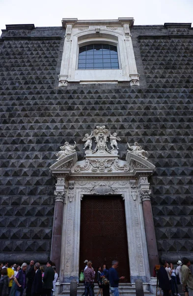 Black Facade Famous Chiesa Del Gesa Nuovo Medieval Church Reggione — Stock Photo, Image