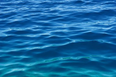 Dalgalı soyut derin deniz suyunun mavi ve turkuaz renkleri