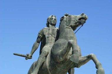 Selanik, Yunanistan, 16 Ekim 2024. Büyük Makedon Heykeli İskender