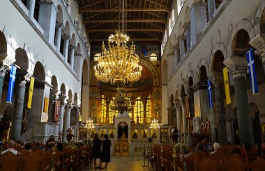 Selanik, Yunanistan, 12 Ekim. Selanik 'teki ünlü Saint Demetrius ya da Hagios Demetrios Kilisesi' nin içinde.