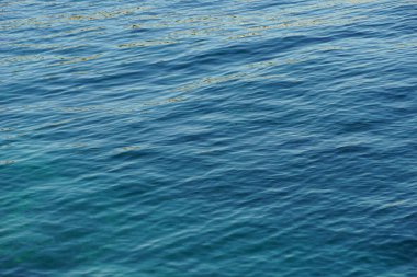 Deniz kıyısındaki kuzey rüzgarı sırasında derin deniz suyunun mavimsi yüzeyi