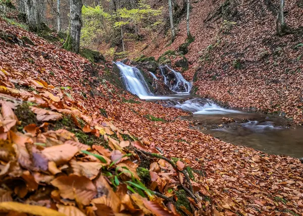 Водопад Горном Осеннем Лесу — стоковое фото