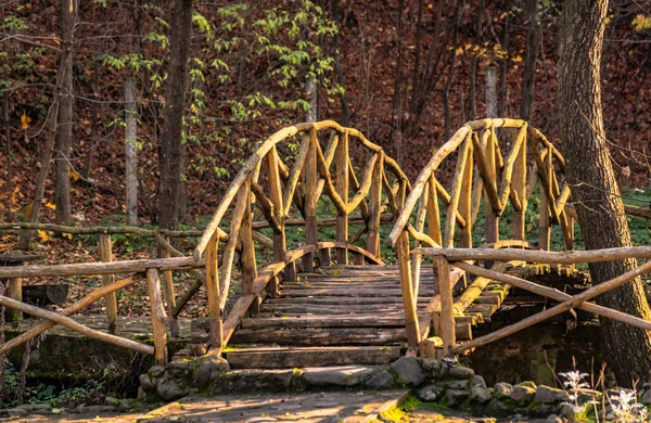 Ponte Madeira Antigo Parque Outono — Fotografia de Stock