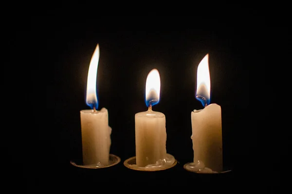 Still Life Three Burning Candles — Stock Photo, Image