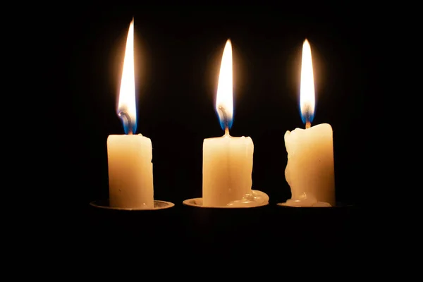 stock image Still life with three burning candles